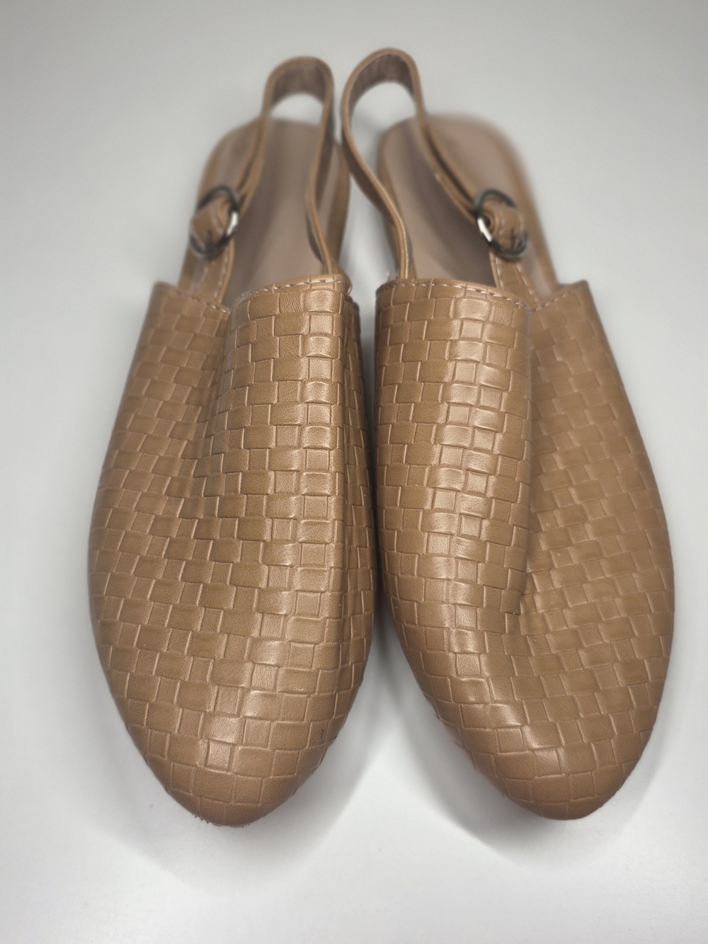 Woven Slingback Flats in Tan